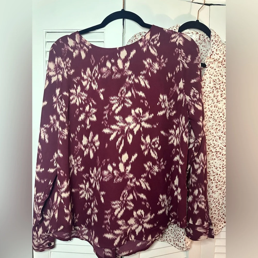 Maurices Burgundy Floral and Cream Leopard Blouses - Picture 2 of 9